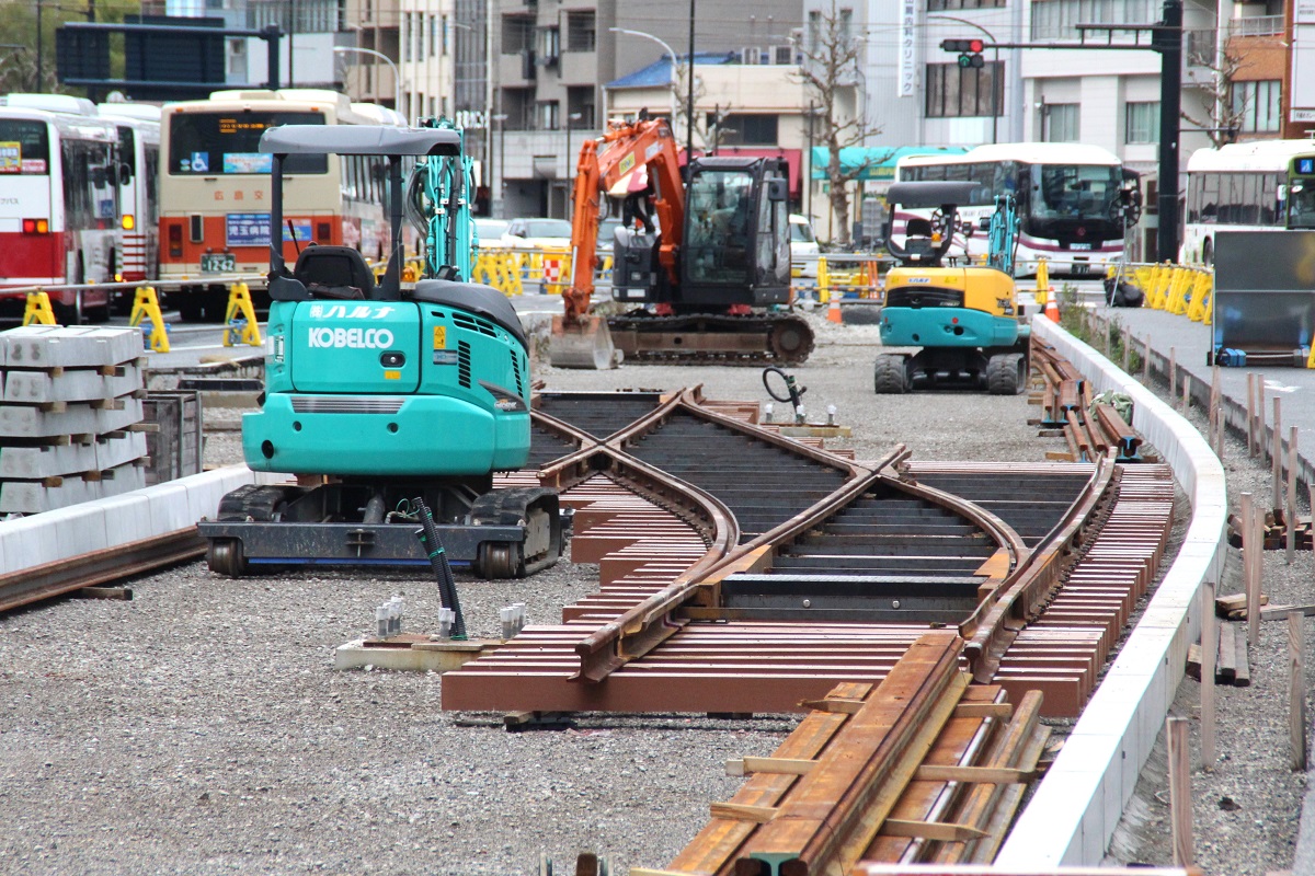 広島電鉄 駅前大橋ルートに用途不明のポイントが設置される